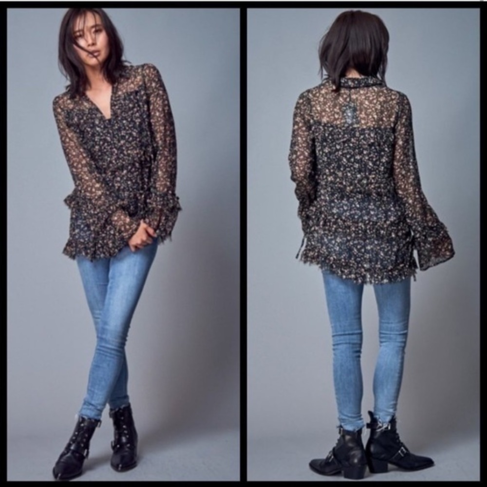 AllSaints chiffon Deirdre Pepper Shirt size M